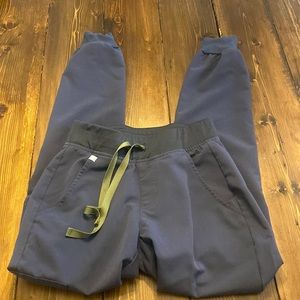 FIGS xxs navy zamora jogger pants with olive green string